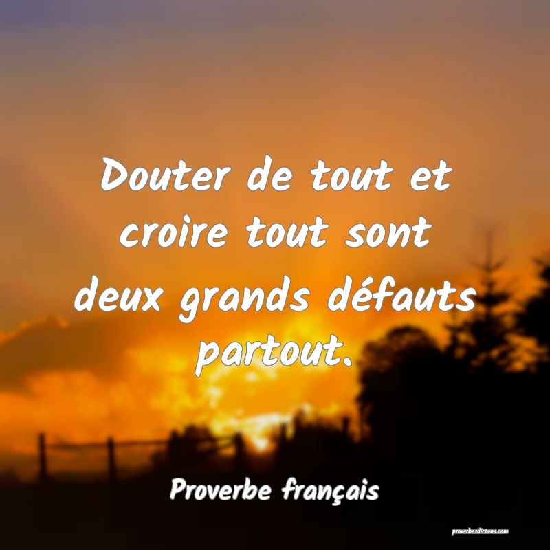 Douter de tout et croire tout sont deux grands défauts partout.
