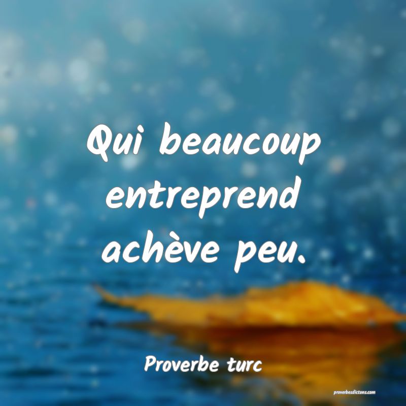 Qui beaucoup entreprend achève peu.
