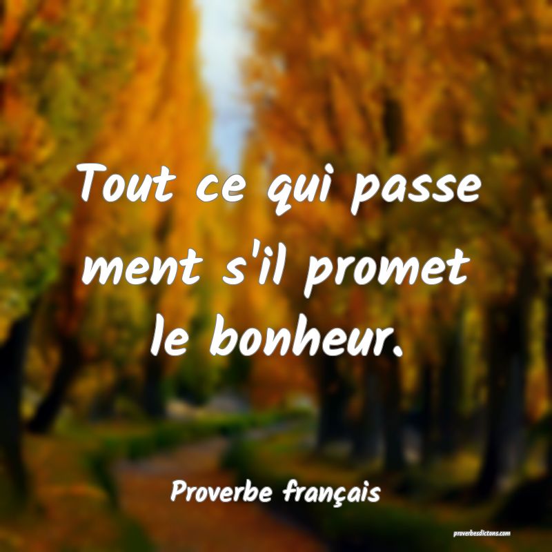 Tout ce qui passe ment s'il promet le bonheur.