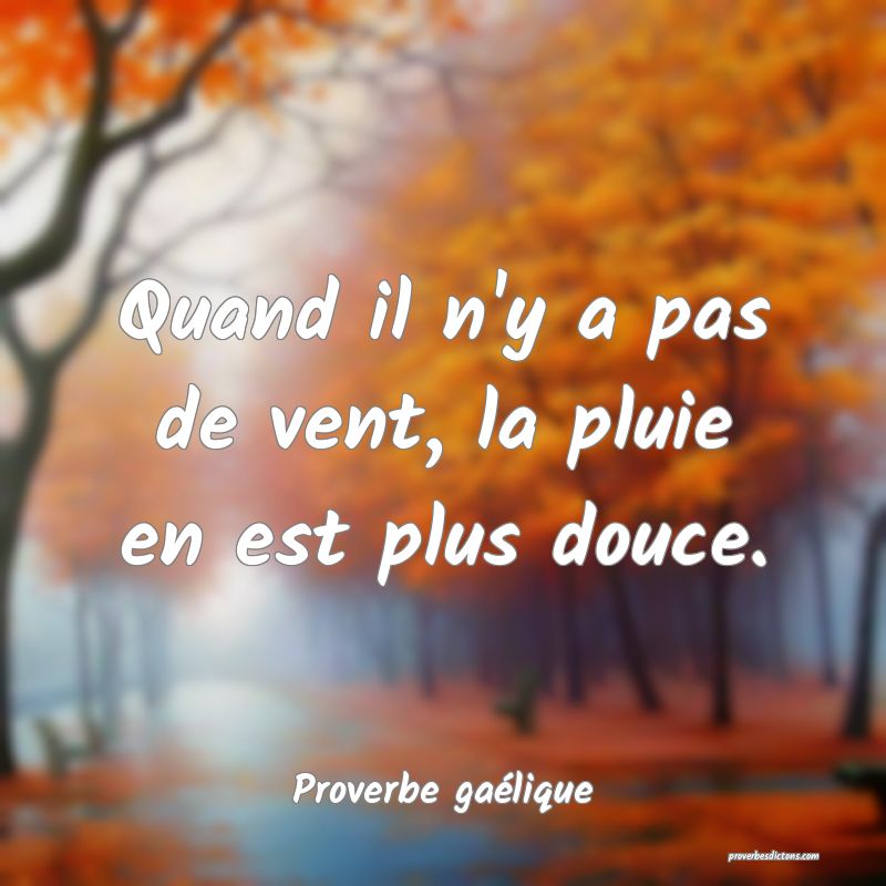Quand il n'y a pas de vent, la pluie en est plus douce.