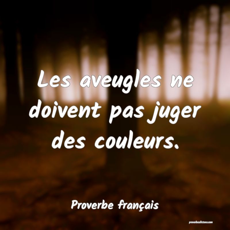 Les aveugles ne doivent pas juger des couleurs.