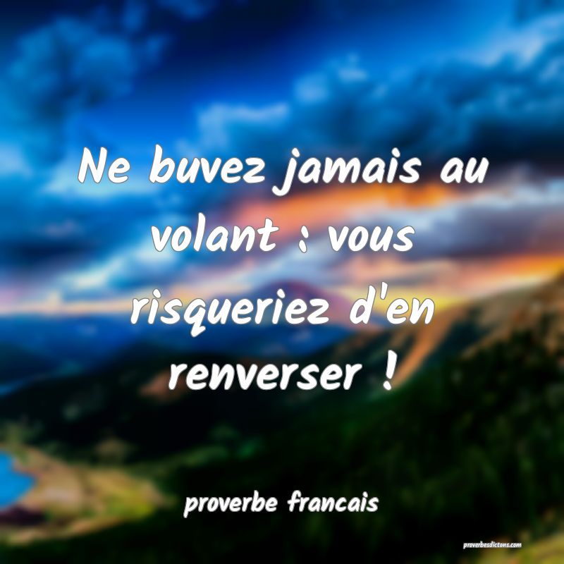  Ne buvez jamais au volant : vous risqueriez d'en renverser ! 