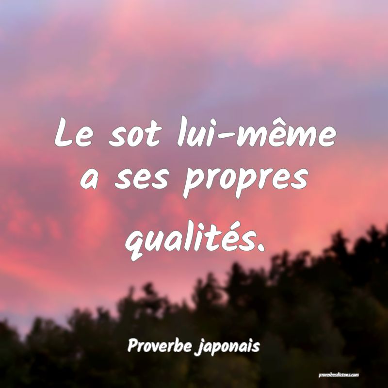Le sot lui-même a ses propres qualités.