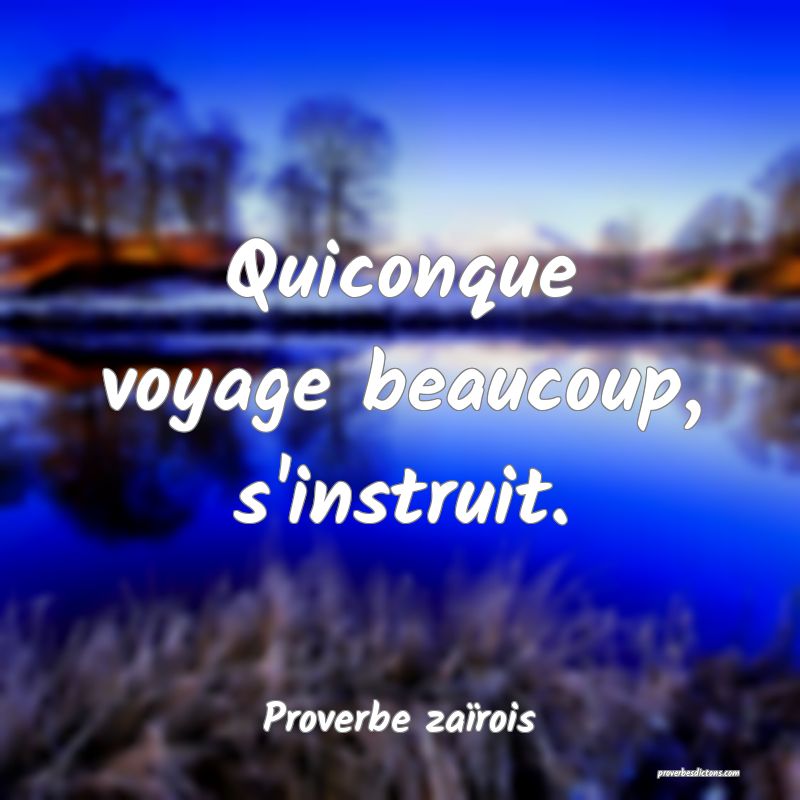 Quiconque voyage beaucoup, s'instruit.