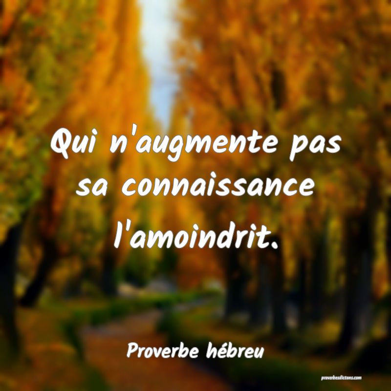 Qui n'augmente pas sa connaissance l'amoindrit.