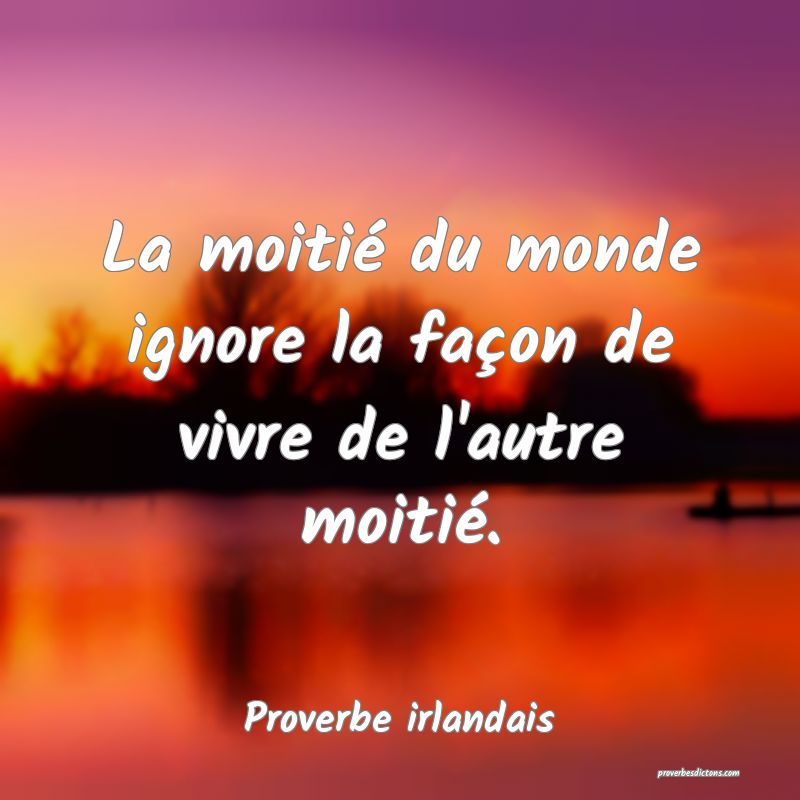La moitié du monde ignore la façon de vivre de l'autre moitié.