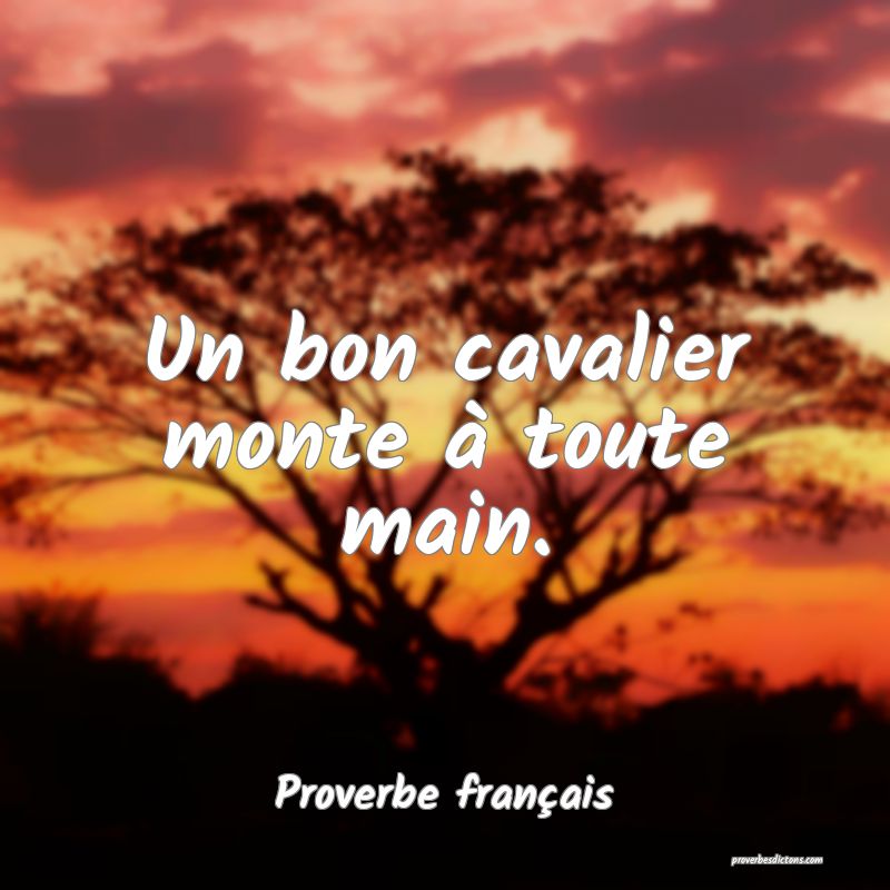 Un bon cavalier monte à toute main.