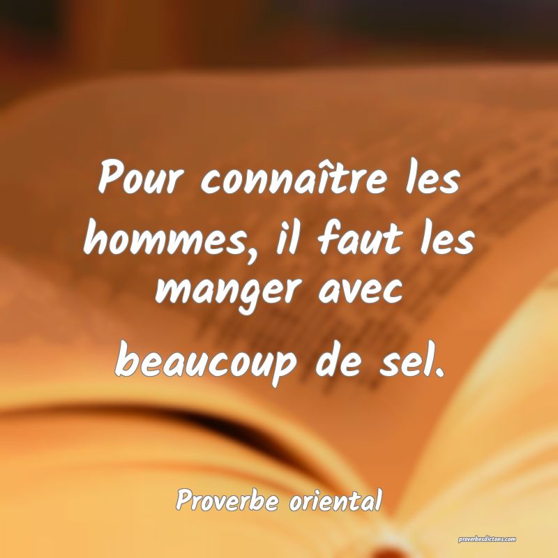 Pour connaître les hommes, il faut les manger avec beaucoup de sel.