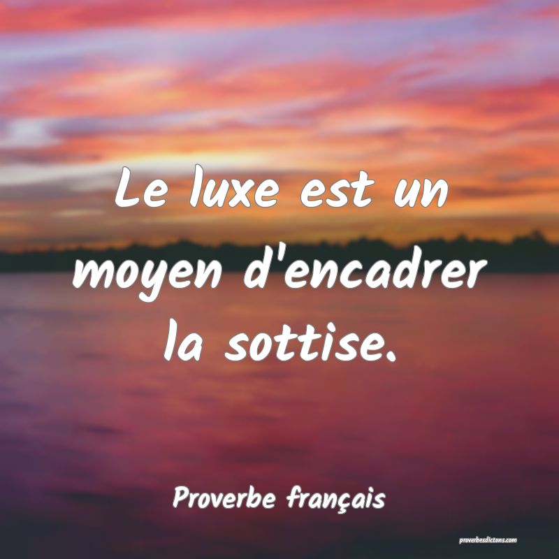 Le luxe est un moyen d'encadrer la sottise.