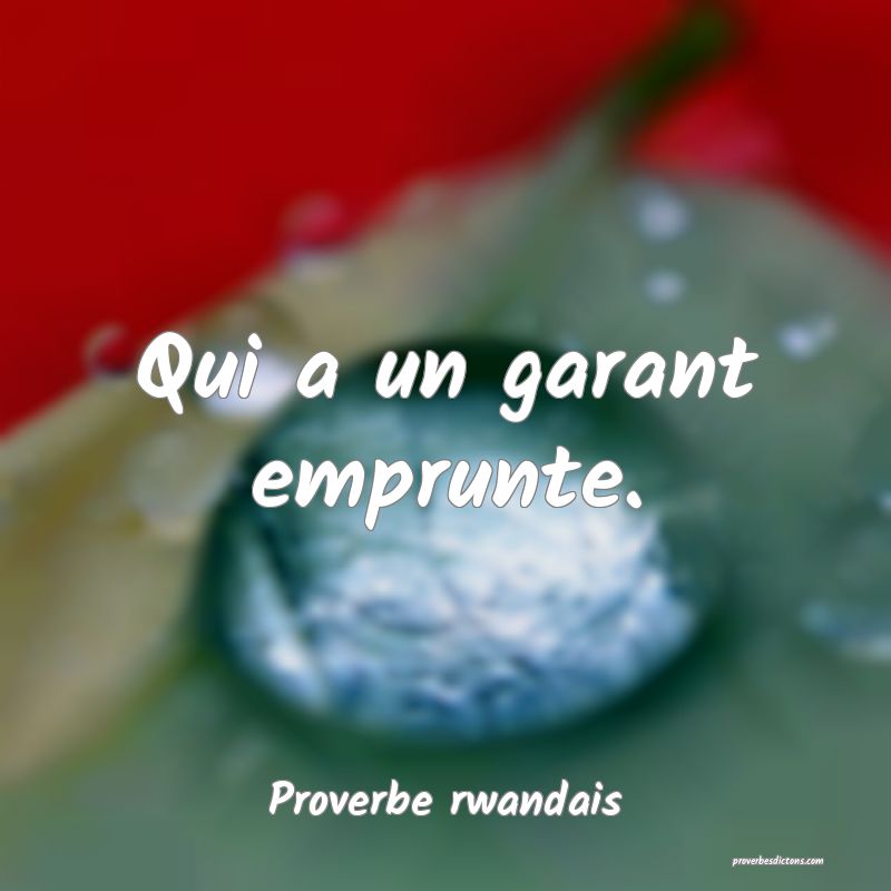 Qui a un garant emprunte.