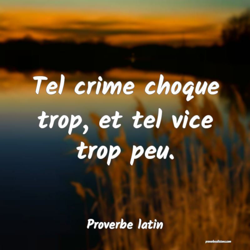 Tel crime choque trop, et tel vice trop peu.