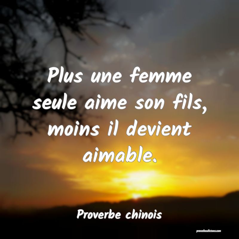 Plus une femme seule aime son fils, moins il devient aimable.