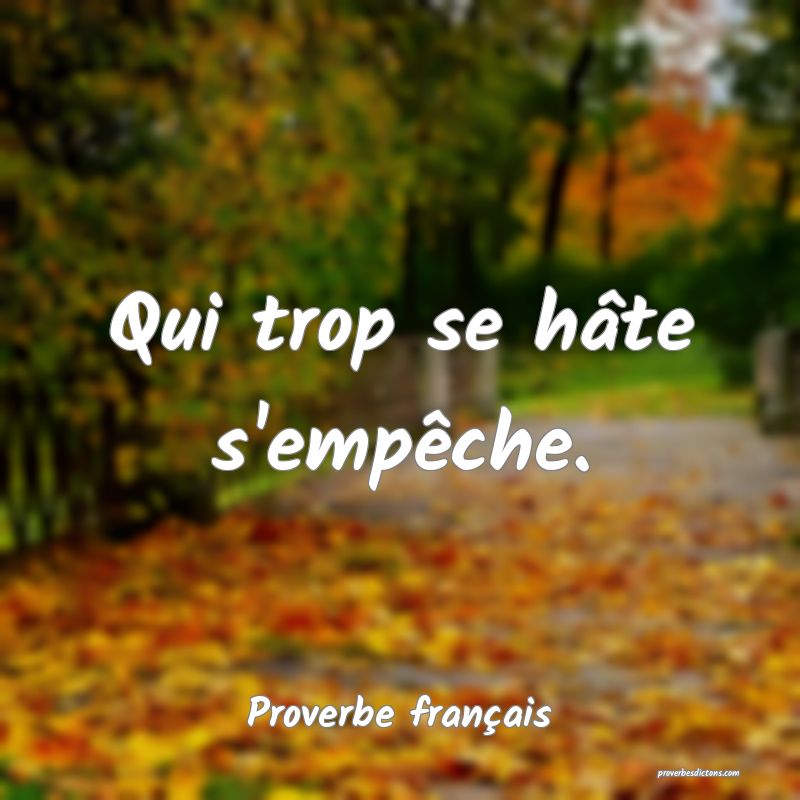 Qui trop se hâte s'empêche.