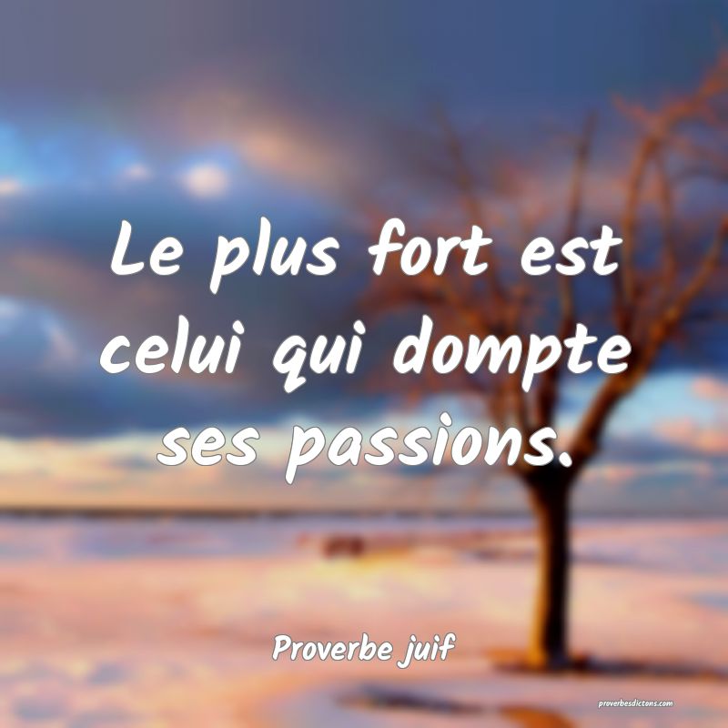 Le plus fort est celui qui dompte ses passions.