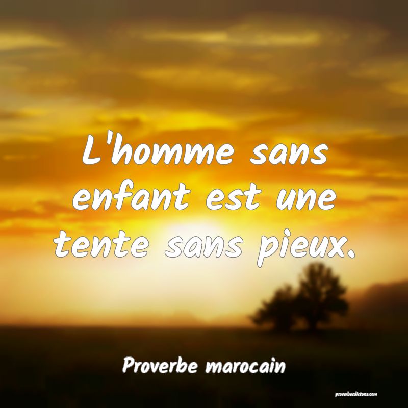 L'homme sans enfant est une tente sans pieux.