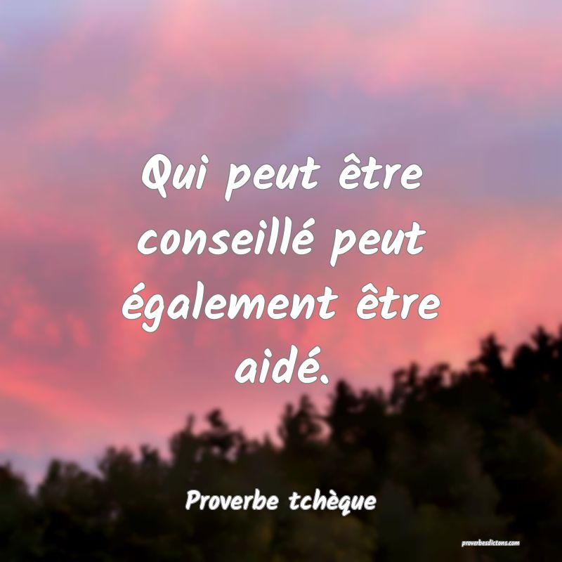 Qui peut être conseillé peut également être aidé.