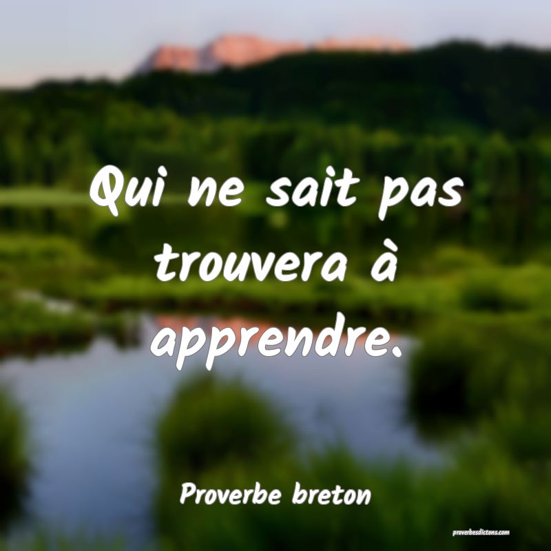 Qui ne sait pas trouvera à apprendre.