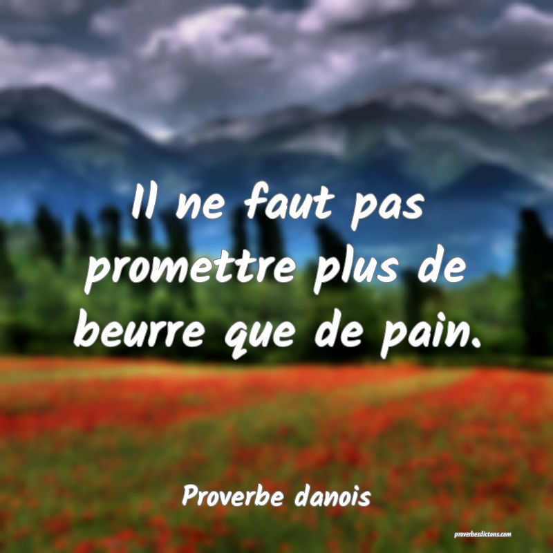 Il ne faut pas promettre plus de beurre que de pain.