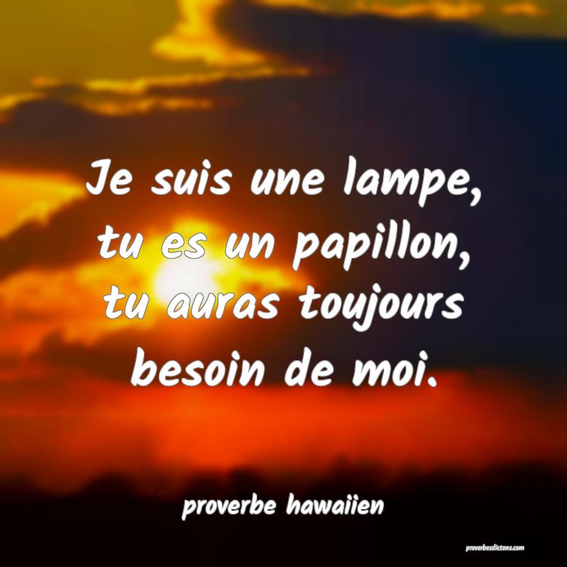  Je suis une lampe, tu es un papillon, tu auras toujours besoin de moi.