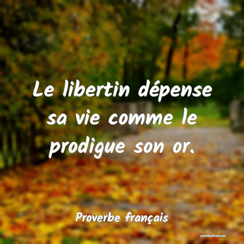 Le libertin dépense sa vie comme le prodigue son or.