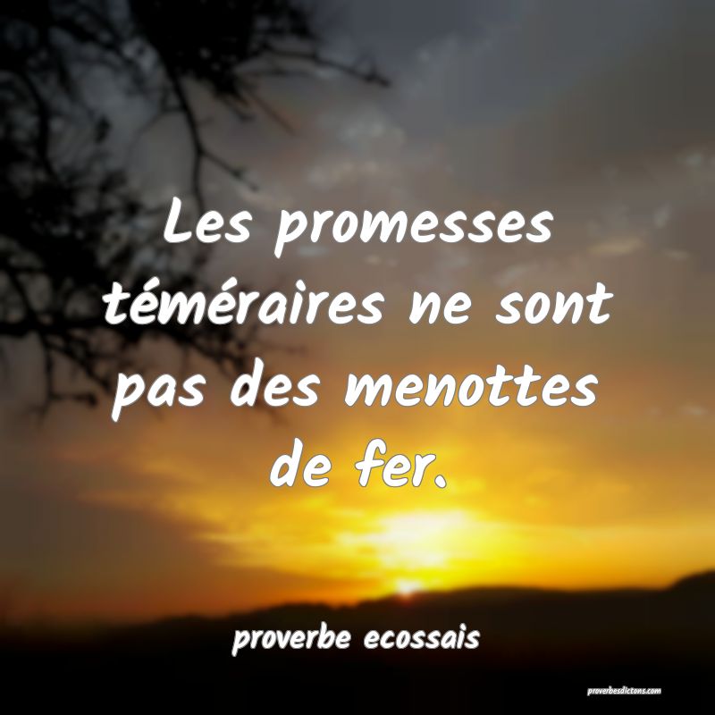 Les promesses téméraires ne sont pas des menottes de fer.