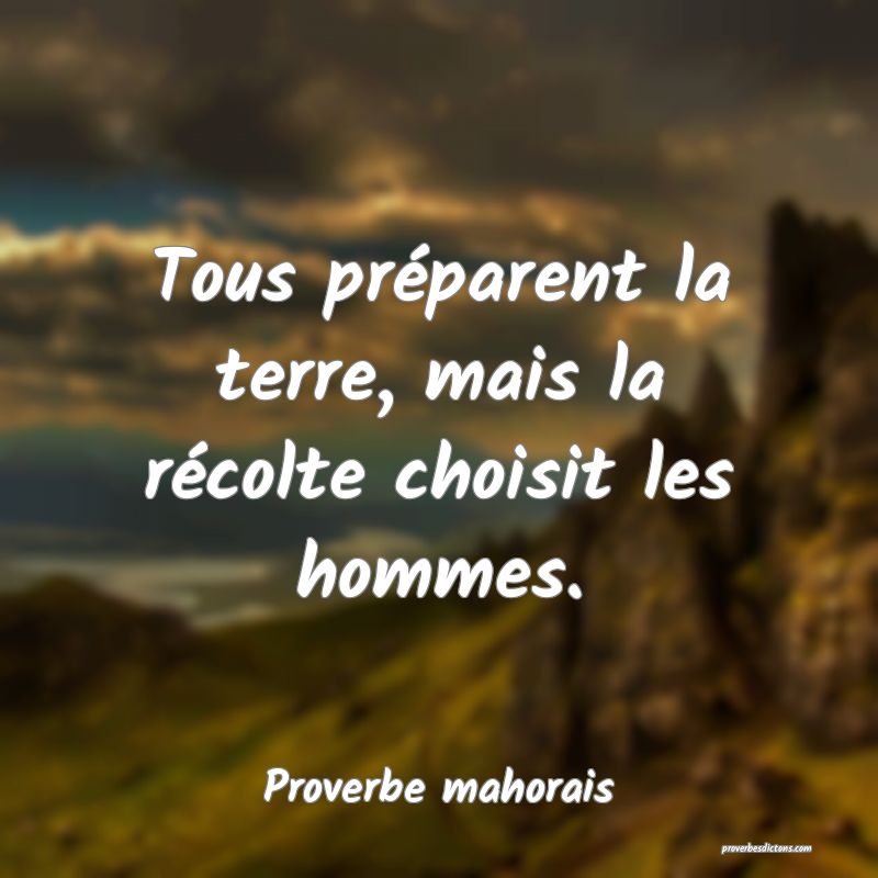Tous préparent la terre, mais la récolte choisit les hommes.