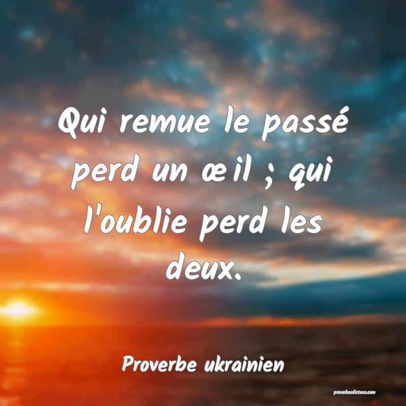 Qui remue le passé perd un œil ; qui l'oublie perd les deux.