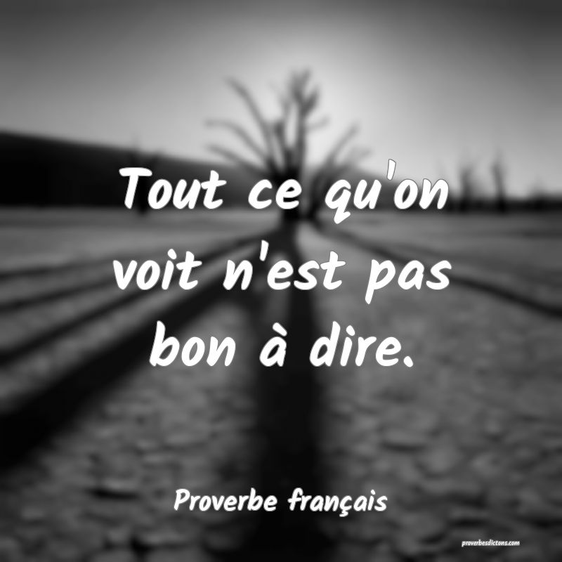 Tout ce qu'on voit n'est pas bon à dire.