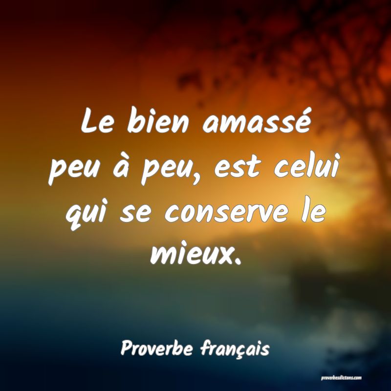 Le bien amassé peu à peu, est celui qui se conserve le mieux.