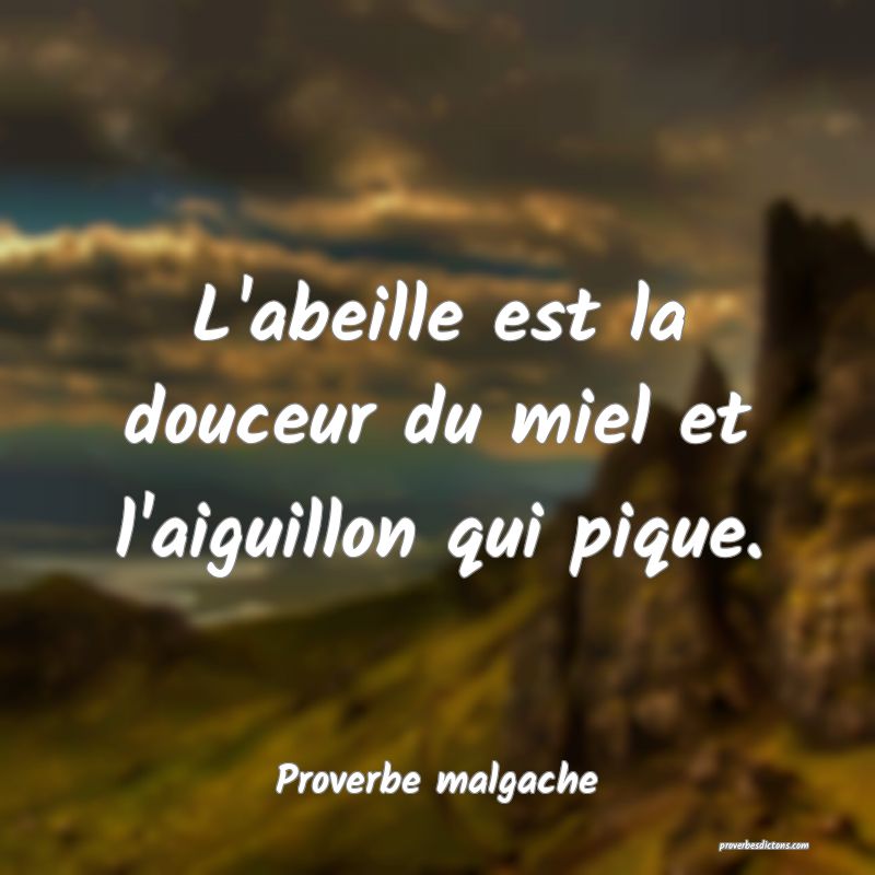L'abeille est la douceur du miel et l'aiguillon qui pique.