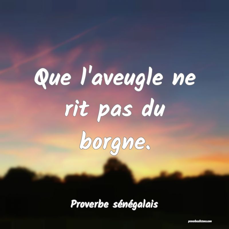 Que l'aveugle ne rit pas du borgne.