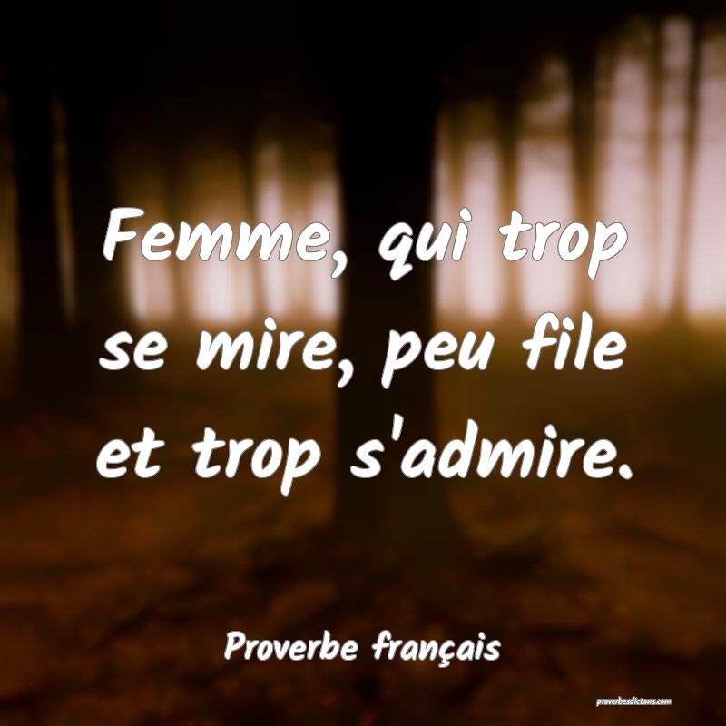 Femme, qui trop se mire, peu file et trop s'admire.