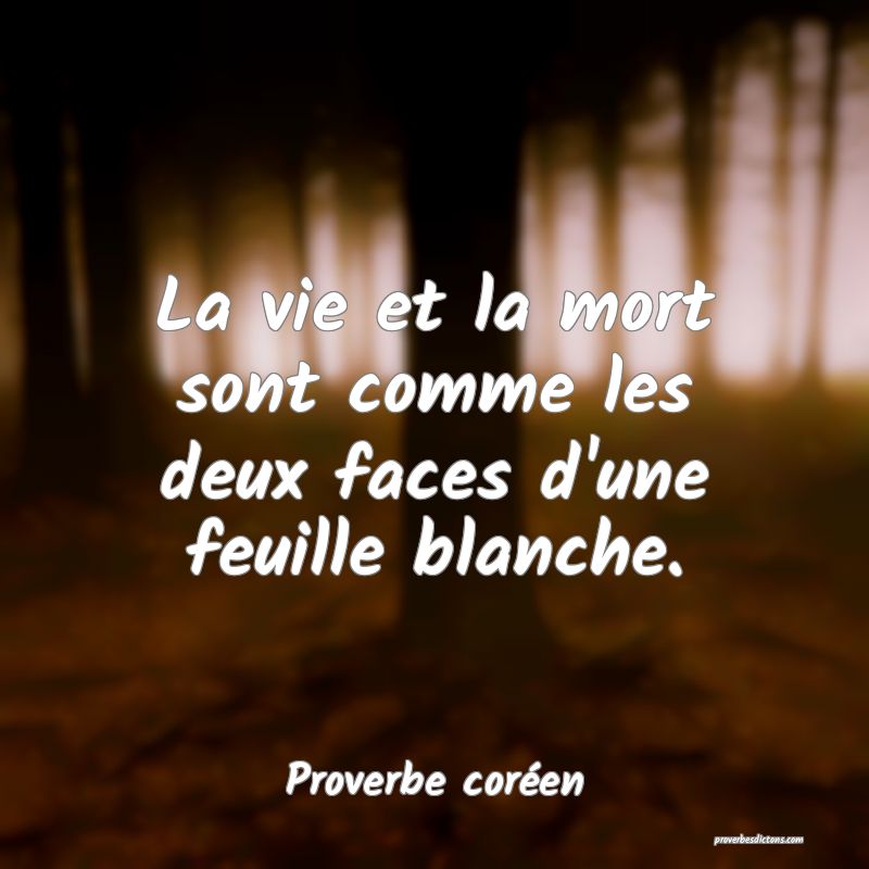 La vie et la mort sont comme les deux faces d'une feuille blanche.