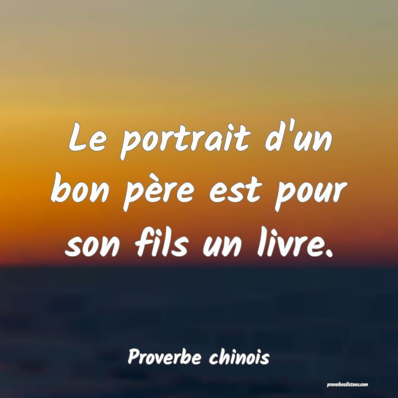 Le portrait d'un bon père est pour son fils un livre.