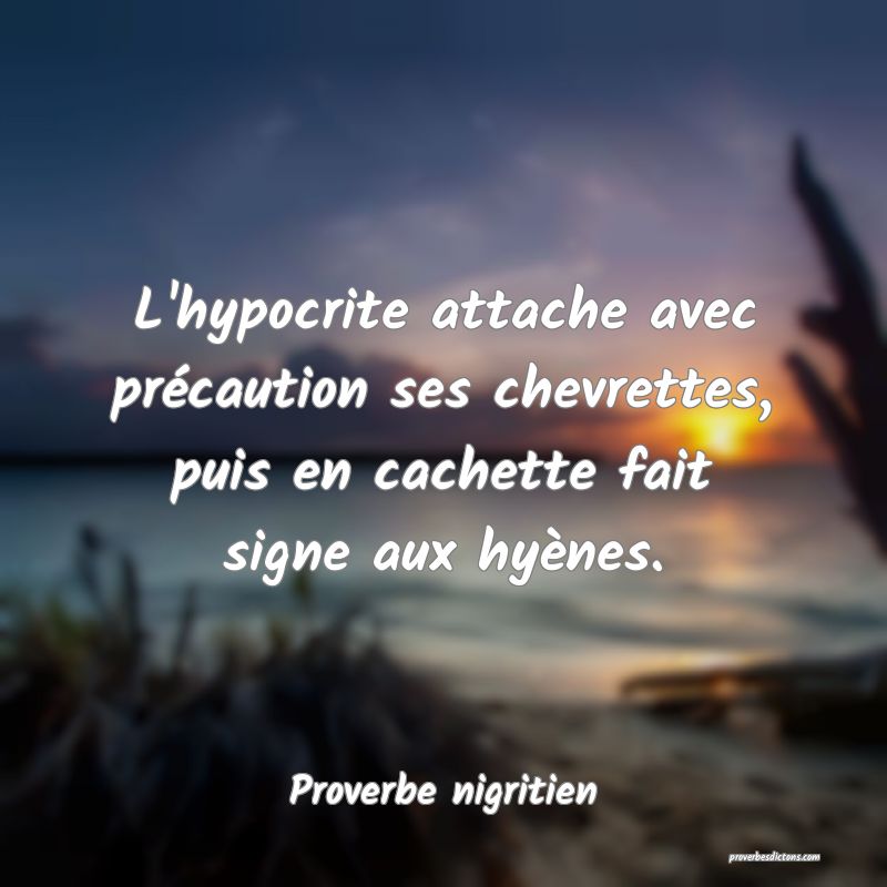 L'hypocrite attache avec précaution ses chevrettes, puis en cachette fait signe aux hyènes.