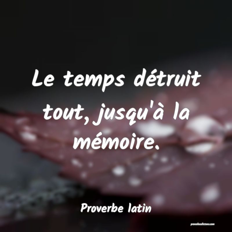 Le temps détruit tout, jusqu'à la mémoire.