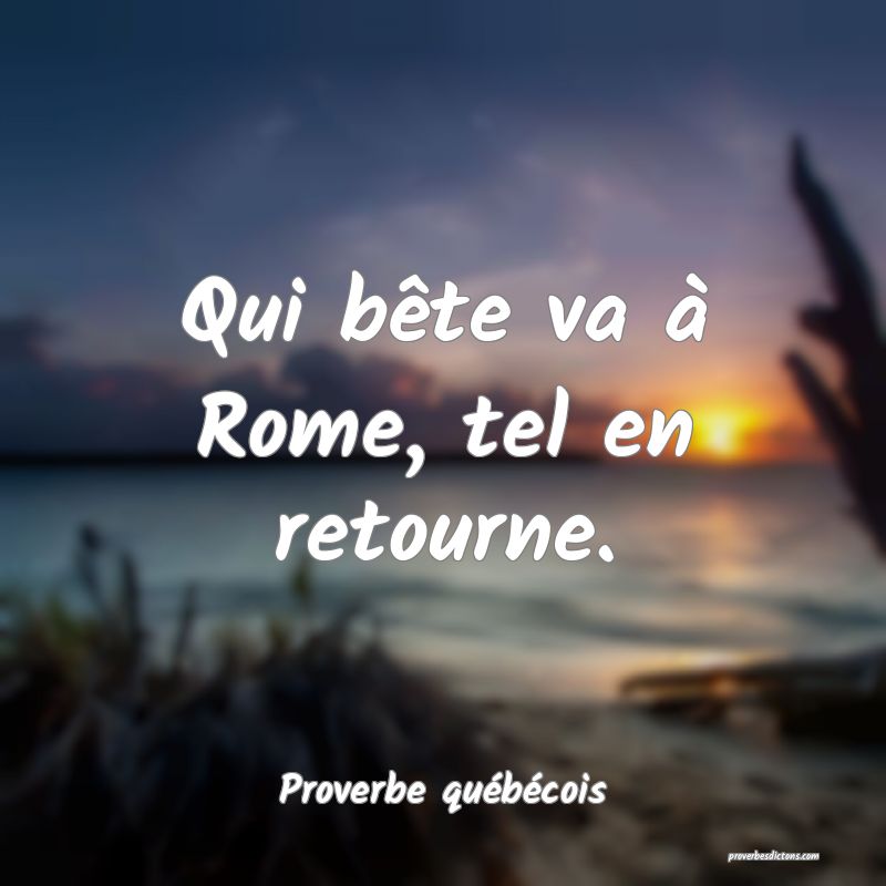  Qui bête va à Rome, tel en retourne.