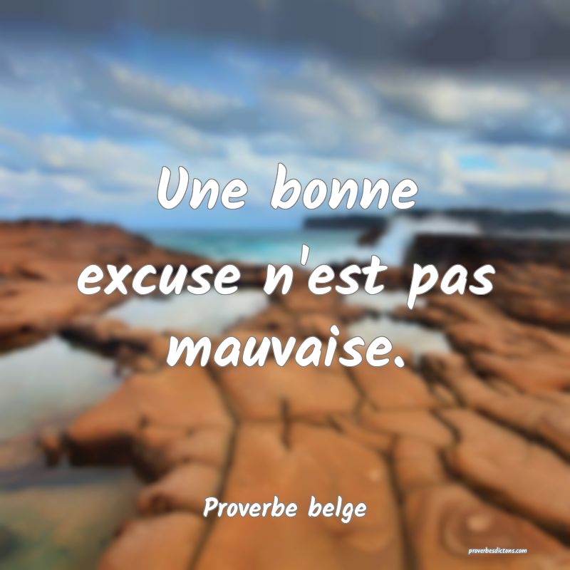 Une bonne excuse n'est pas mauvaise.