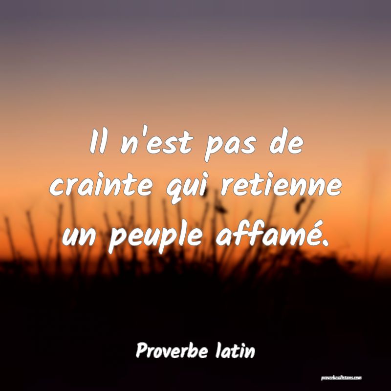 Il n'est pas de crainte qui retienne un peuple affamé.