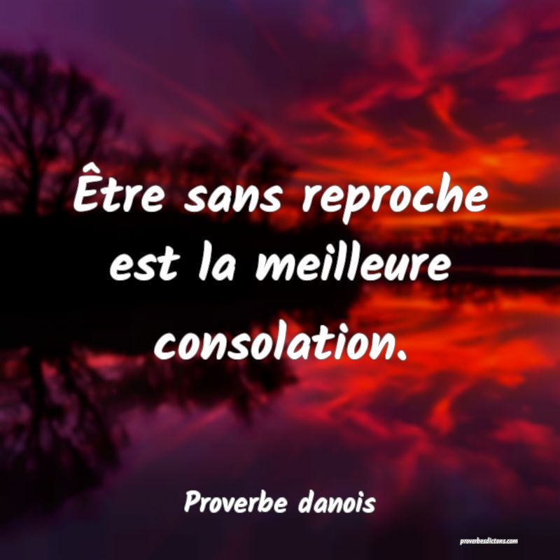Être sans reproche est la meilleure consolation.