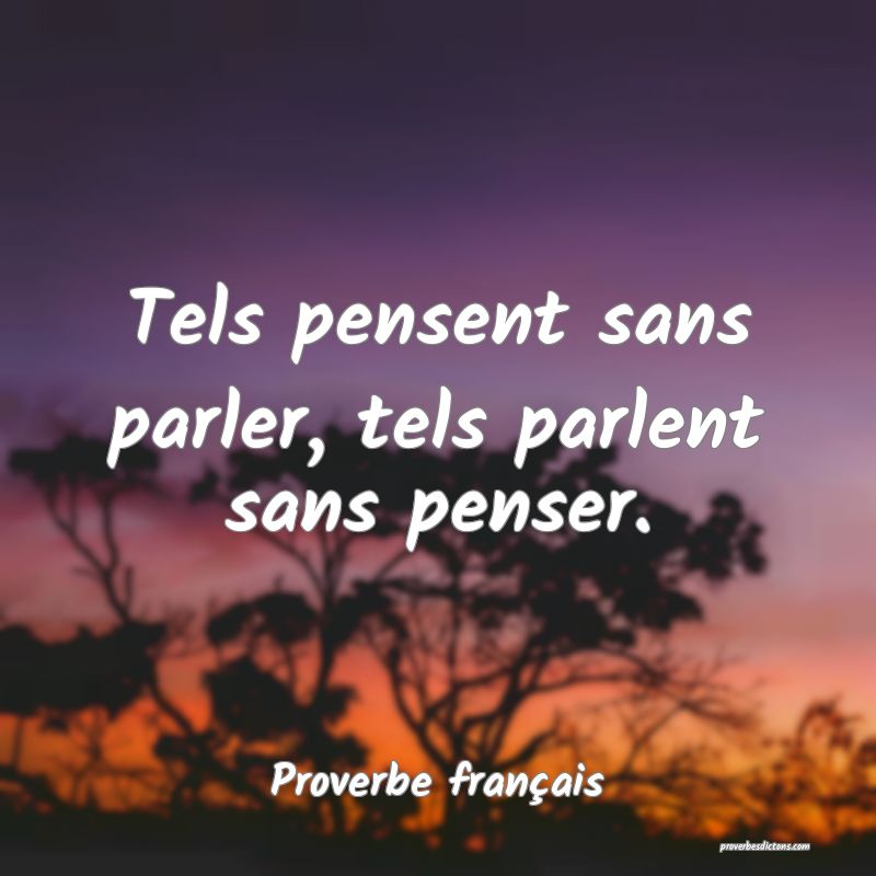 Tels pensent sans parler, tels parlent sans penser.