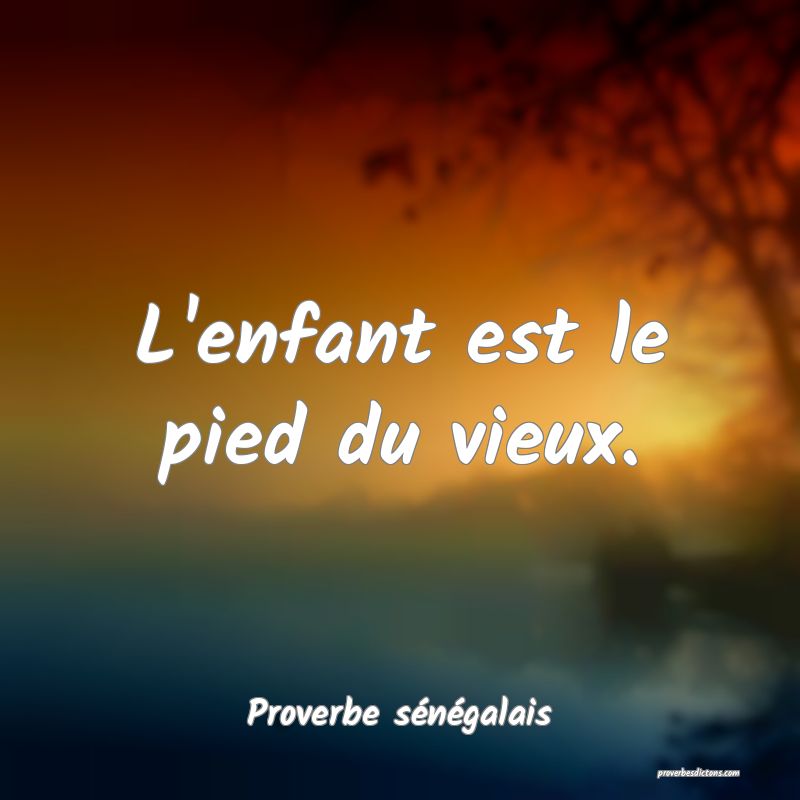 L'enfant est le pied du vieux.