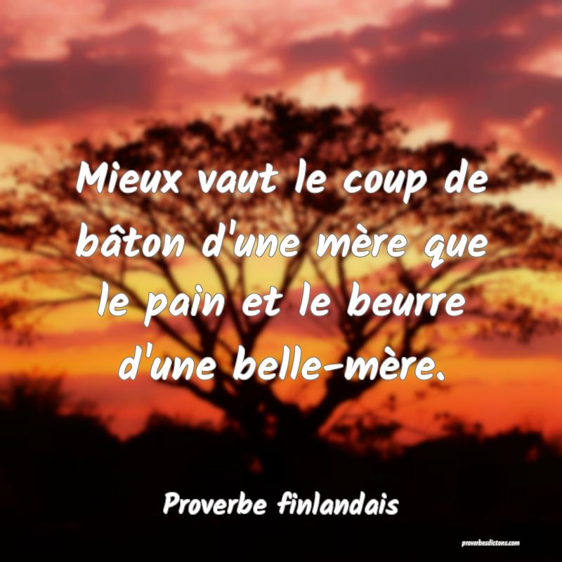 Mieux vaut le coup de bâton d'une mère que le pain et le beurre d'une belle-mère.