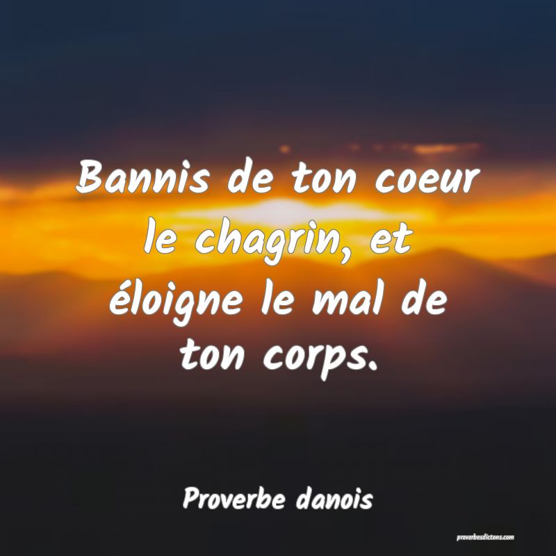 Bannis de ton coeur le chagrin, et éloigne le mal de ton corps.