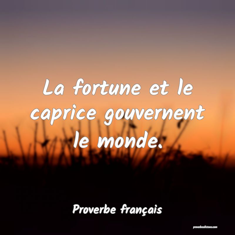 La fortune et le caprice gouvernent le monde.