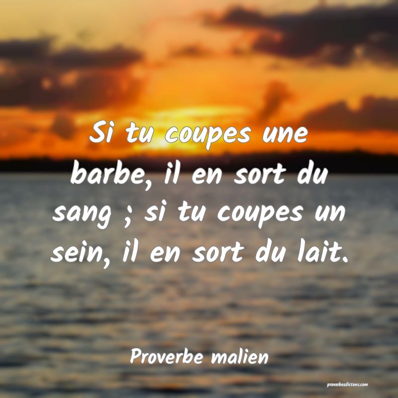 Si tu coupes une barbe, il en sort du sang ; si tu coupes un sein, il en sort du lait.