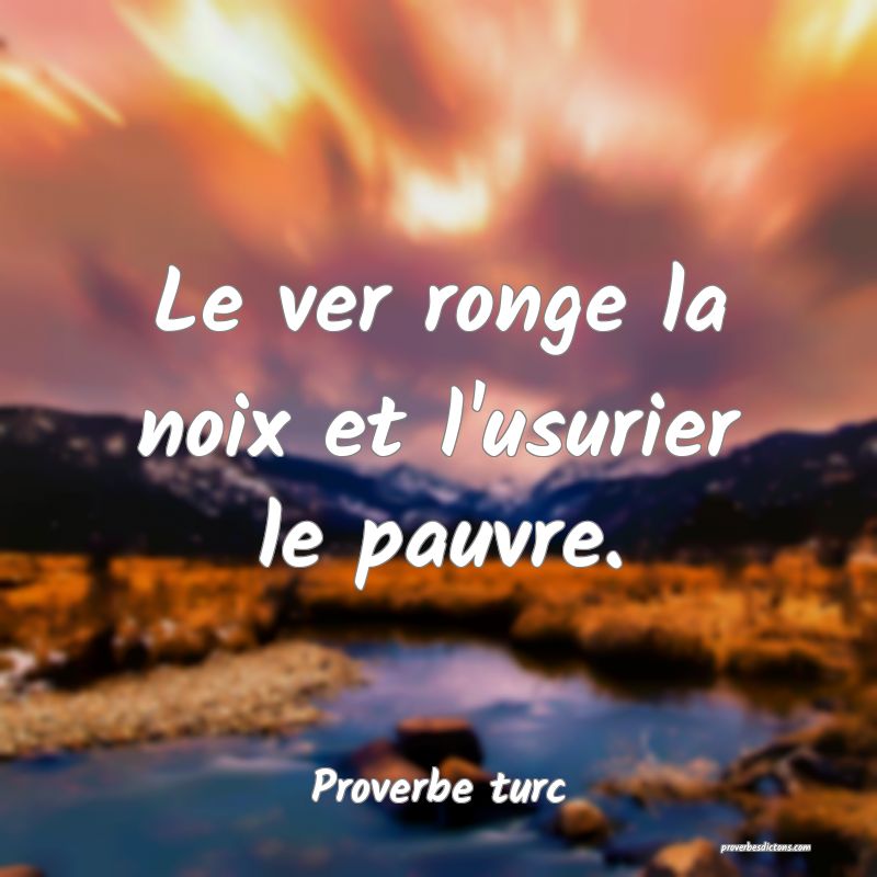 Le ver ronge la noix et l'usurier le pauvre.
