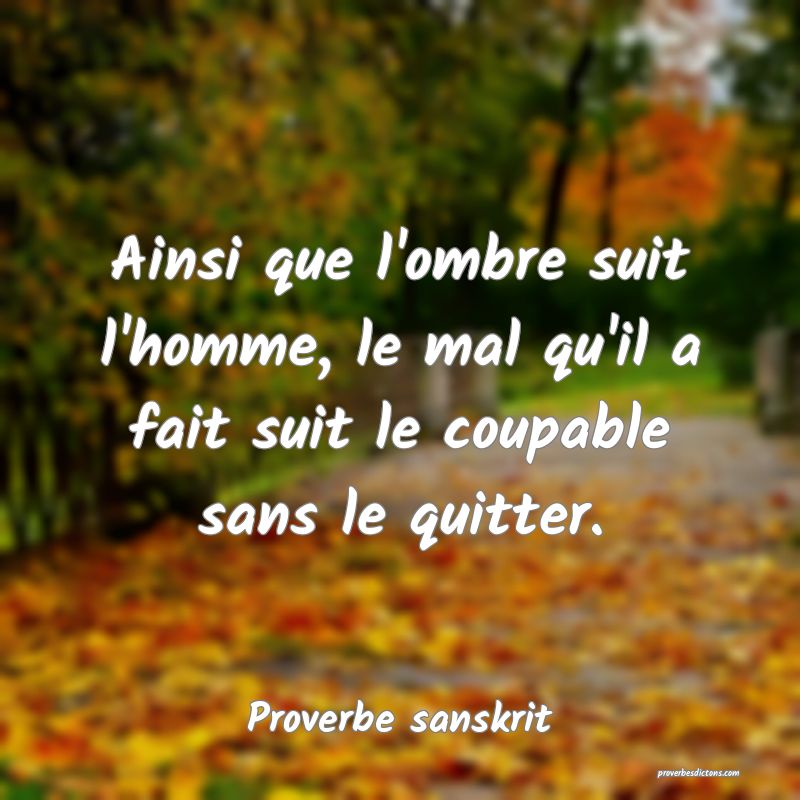 Ainsi que l'ombre suit l'homme, le mal qu'il a fait suit le coupable sans le quitter.