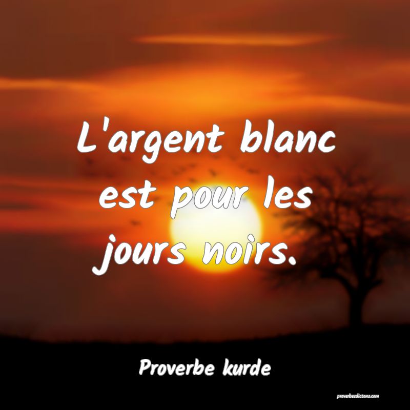 L'argent blanc est pour les jours noirs.