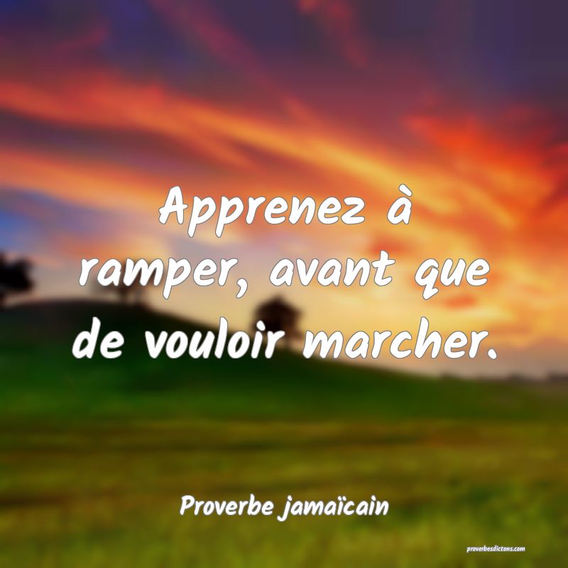 Apprenez à ramper, avant que de vouloir marcher.